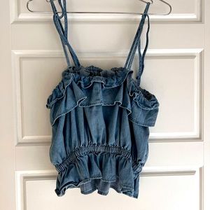 American eagle blue denim top